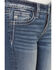 Image #2 - Miss Me Girls' Medium Wash Mid Rise Wing Pocket Bootcut Stretch Denim Jeans, Medium Wash, hi-res