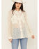 Image #1 - People of Leisure Women's Floral Lace Long Sleeve Button-Down Shirt, White, hi-res