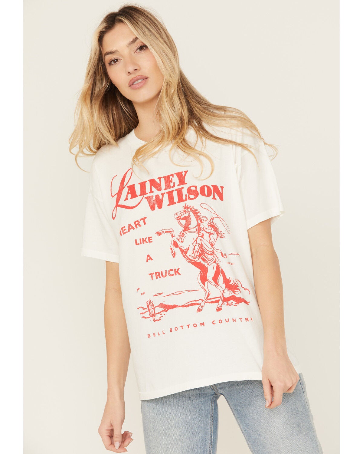 Day Dreamer Women's Lainey Wilson Horse Short Sleeve Graphic Tee, White, hi-res