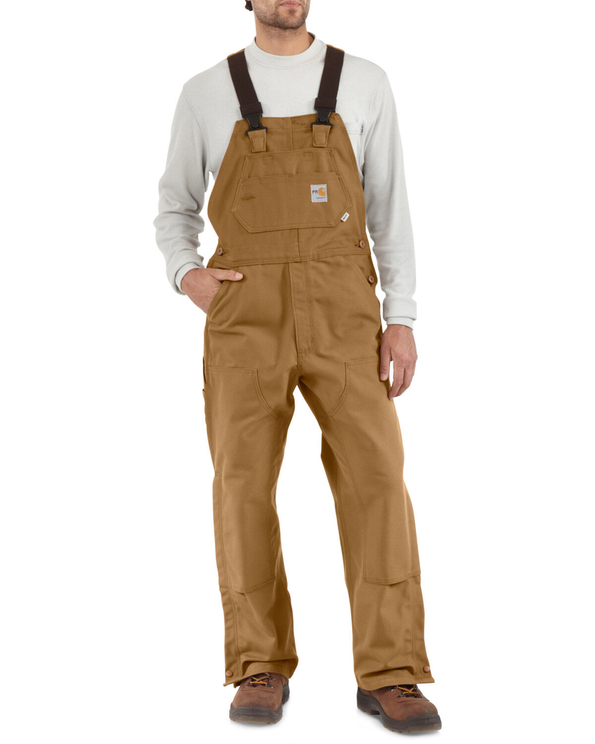Image #1 - Carhartt Men's FR Duck Bib Overalls, Carhartt Brown, hi-res