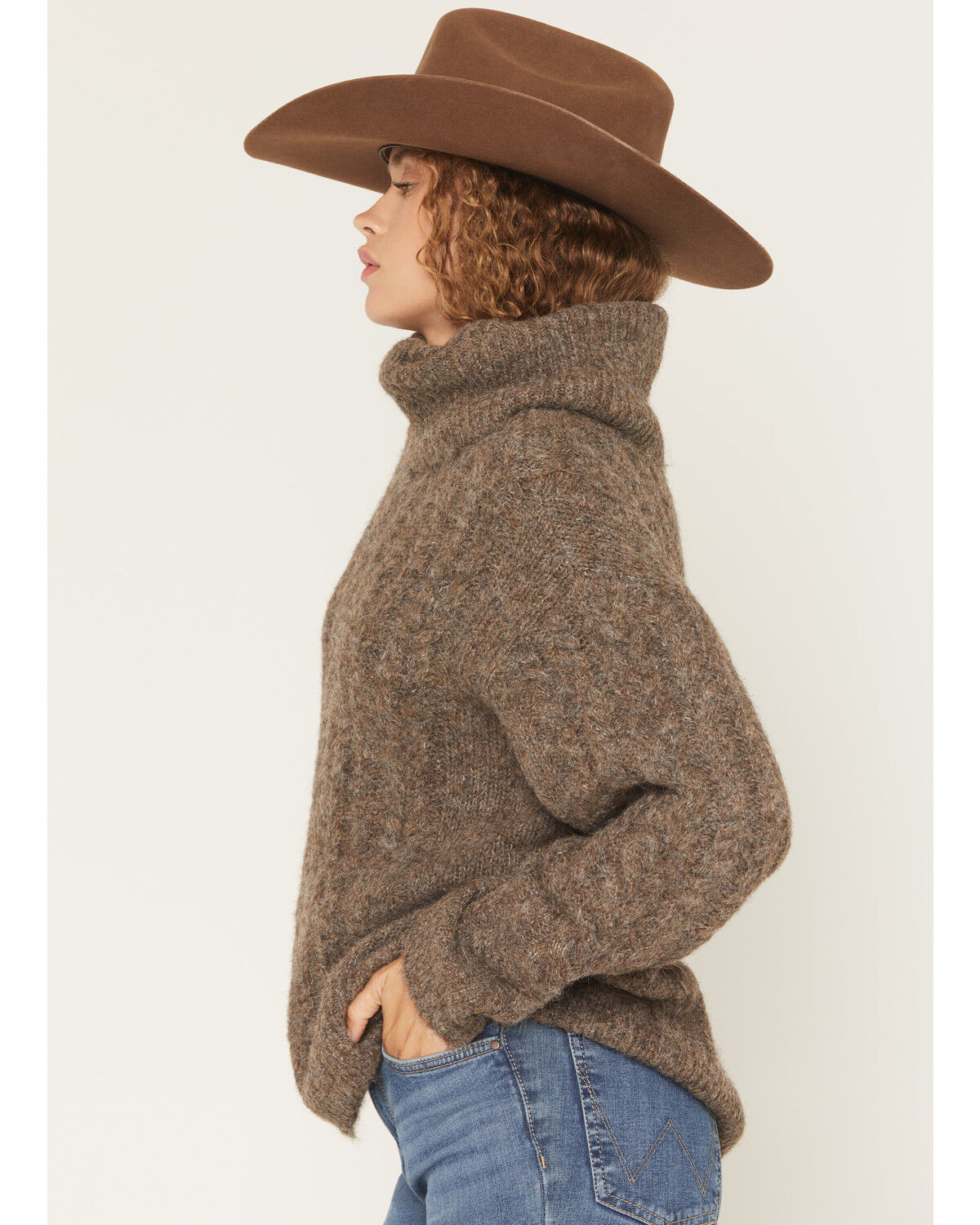 Image #2 - Shyanne Women's Sherry Oversized Turtleneck Sweater, Taupe, hi-res