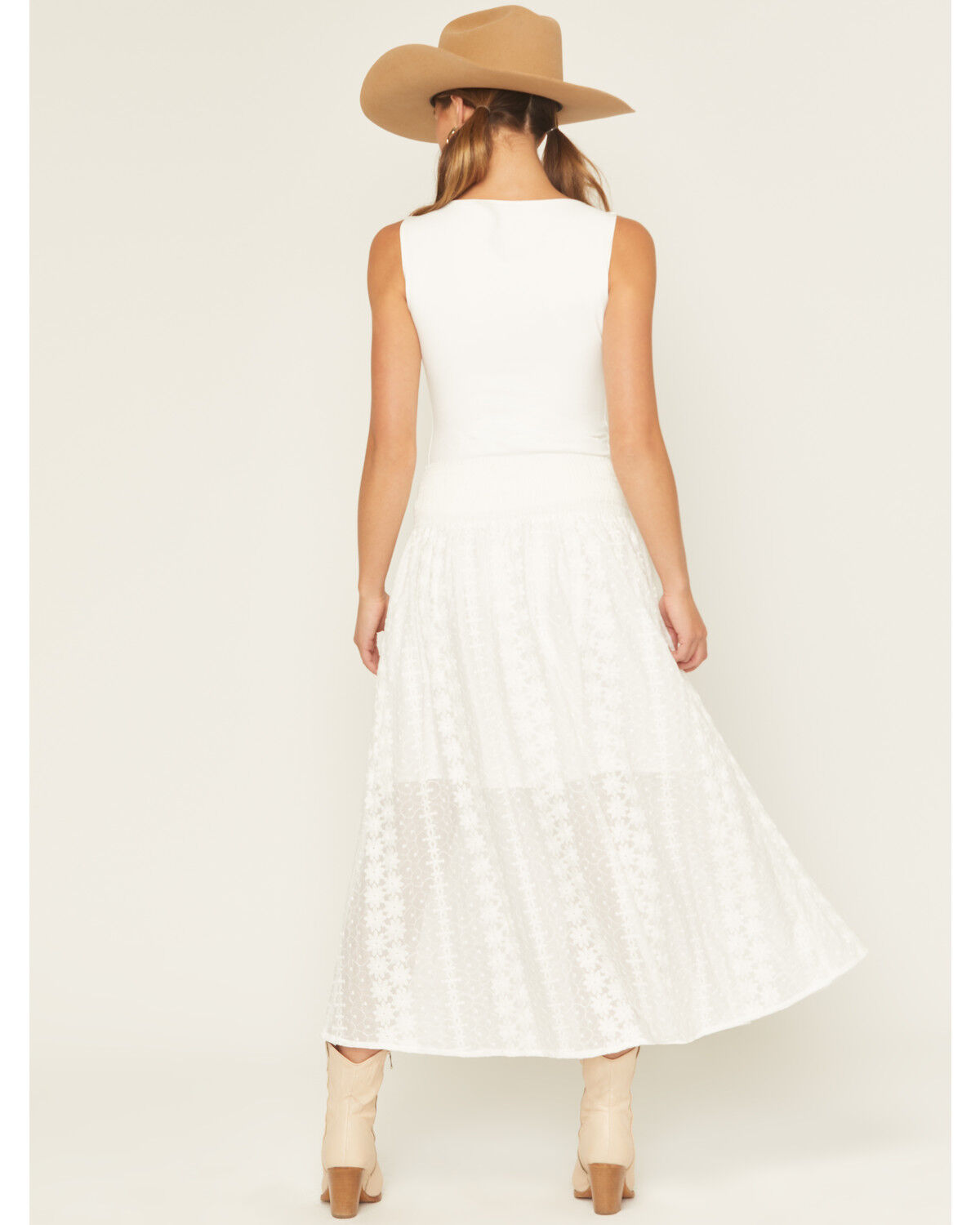 Image #3 - Miss Me Women's Lace Floral Embroidered Button-Front Midi Skirt, White, hi-res