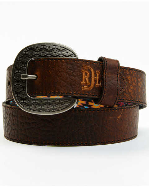 Red Dirt Hat Co. Men's Bison Leather Belt, Brown, hi-res