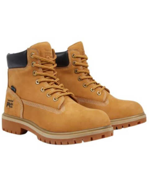 Timberland Women's Direct Attach 6" Waterproof Lace-Up Work Boots - Steel Toe , Wheat, hi-res