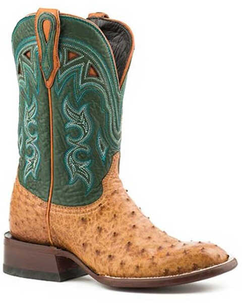 Stetson Women's Libby Exotic Ostrich Western Boots - Square Toe, Brown, hi-res
