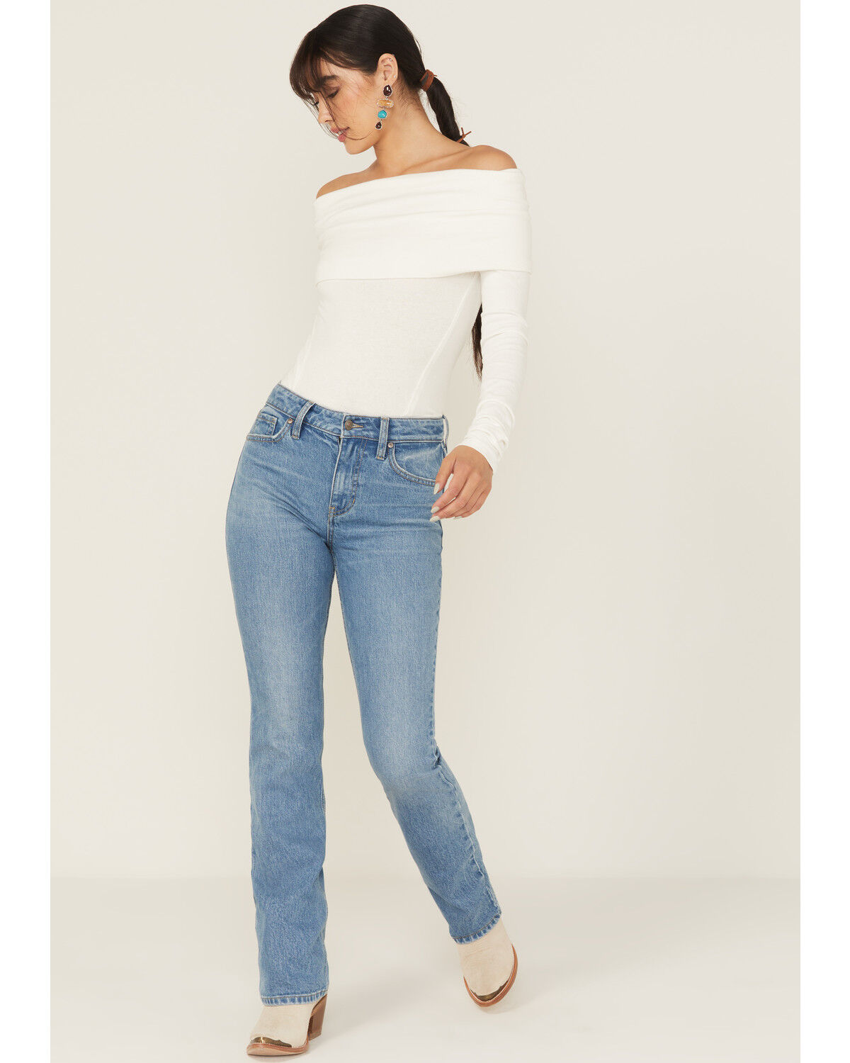 Image #1 - Shyanne Women's Georgia High Rise Bootcut Stretch Denim Jeans, Medium Wash, hi-res