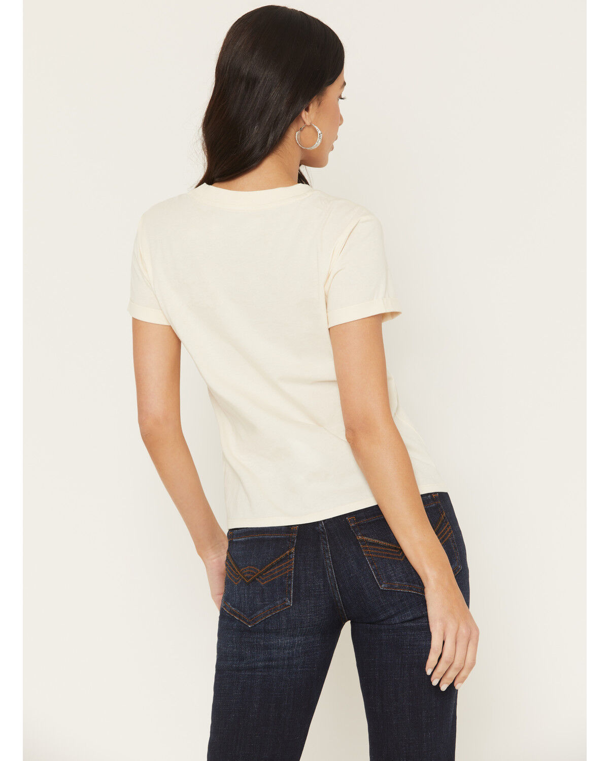 Image #4 - Idyllwind Women's Warren Boot Stitch Short Sleeve Tee, Cream, hi-res