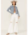 Image #4 - Shyanne Women's Released Hem Frayed Denim Jacket, Light Wash, hi-res