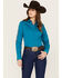 Ariat Women's Team Kirby Long Sleeve Button Down Stretch Western Shirt - Plus, Teal, hi-res