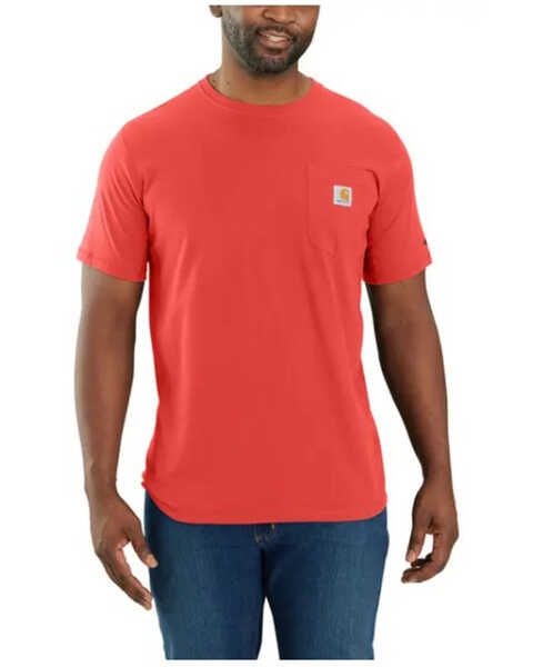 Image #1 - Carhartt Men's Force Relaxed Fit Midweight Short Sleeve Pocket T-Shirt, Red, hi-res