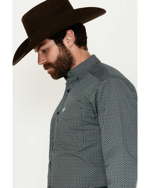 Image #2 - Ariat Men's Nate Geo Print Long Sleeve Button-Down Western Shirt - Big , Black, hi-res