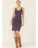LaBiz Women's Body Con Snap Slit Dress, Violet, hi-res