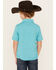 Rock & Roll Denim Boys' Striped Print Short Sleeve Polo Shirt, Teal, hi-res