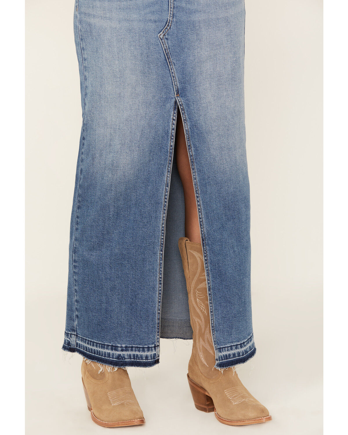 Image #2 - Shyanne Women's Medina Medium Wash Mid Rise Maxi Denim Skirt, Medium Wash, hi-res