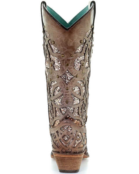 Image #4 - Corral Women's Golden Luminary Roots Western Boots - Snip Toe, Light Grey, hi-res