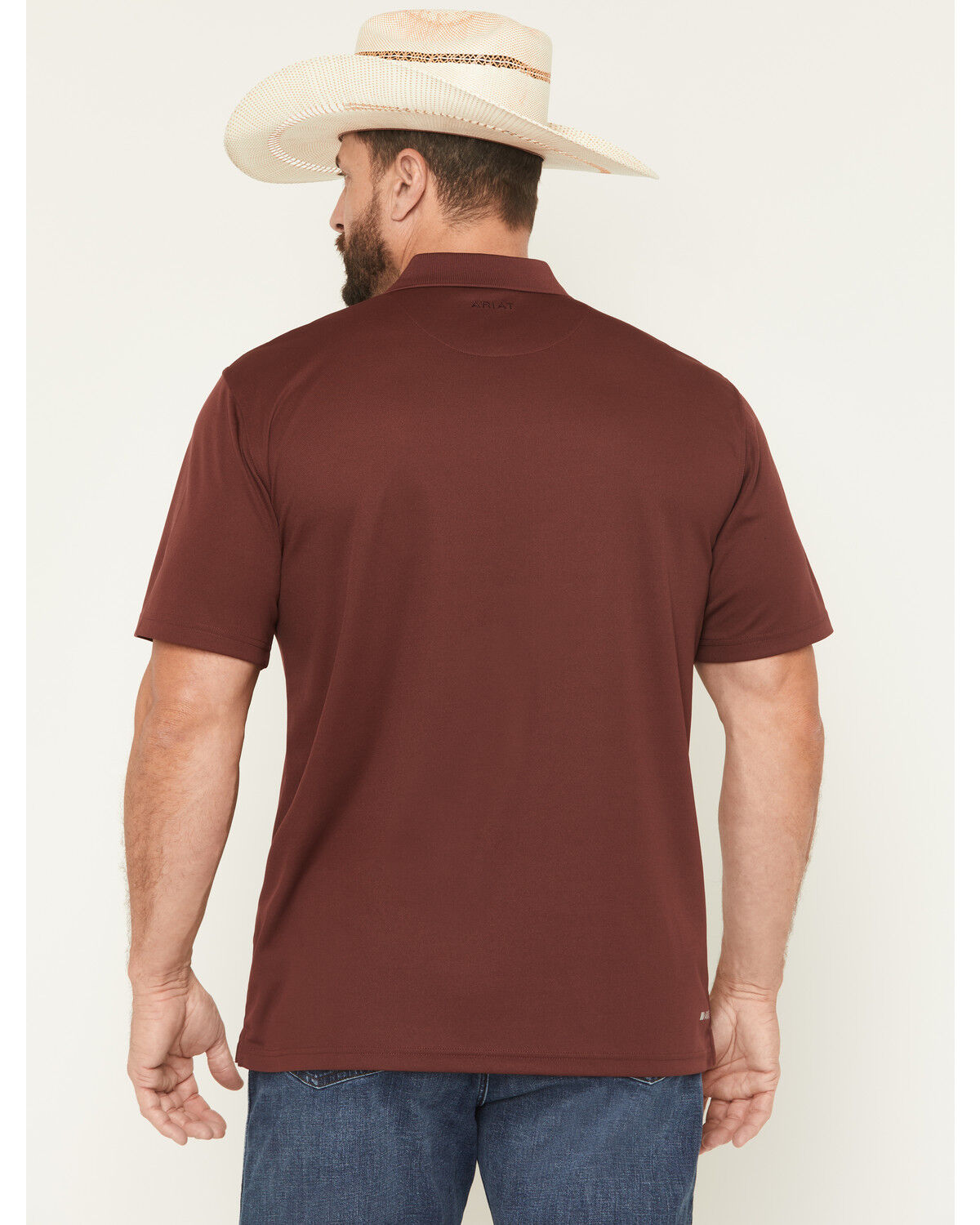 Image #4 - Ariat Men's Solid Tek Short Sleeve Polo Shirt - Big, Maroon, hi-res