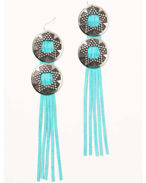 Idyllwind Women's All That Fringe Concho Earrings, Silver, hi-res