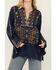 Image #3 - Johnny Was Women's Embroidered Long Sleeve Shirt, Blue, hi-res