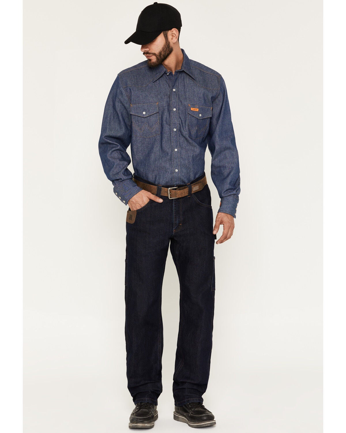 Wrangler RIGGS Men's Relaxed Fit Stretch Carpenter Work Jeans, Dark Wash, hi-res