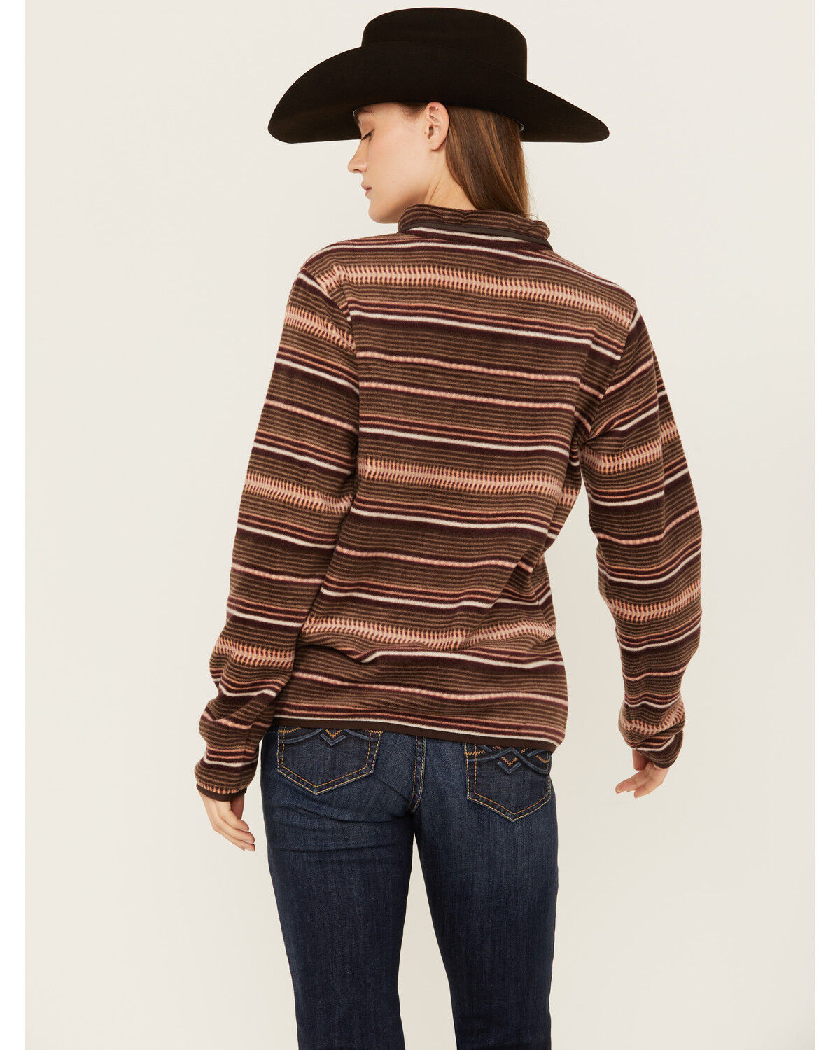 Image #4 - Cinch Women's Serape Striped Print Fleece Pullover, Multi, hi-res