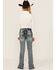 Grace in LA Girls' Medium Wash Mid Rise Sequins Embroidered Pocket Bootcut Jeans, Medium Wash, hi-res