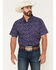 Image #1 - Ariat Men's Berne Americana Print Short Sleeve Button-Down Shirt, Blue, hi-res