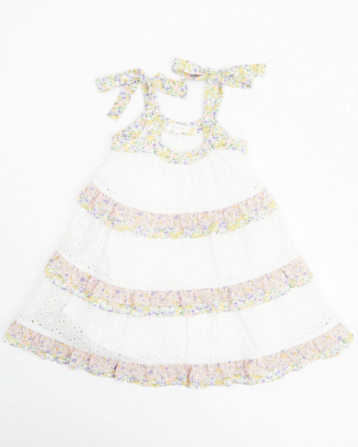 Image #1 - Yura Toddler Girls' Tiered Ruffled Eyelet Dress, White, hi-res