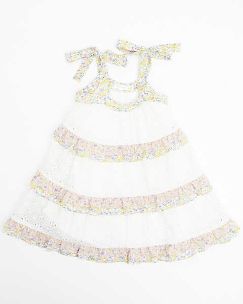 Yura Toddler Girls' Tiered Ruffled Eyelet Dress , White, hi-res