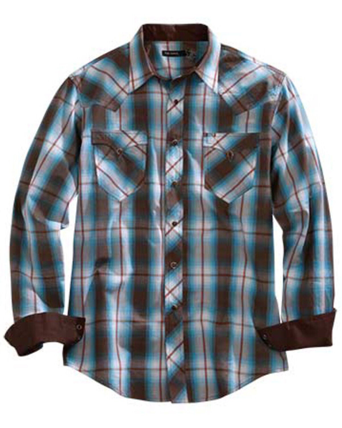 Tin Haul Men&rsquo;s Turquoise Plaid Short Sleeve Western Shirt, Brown, hi-res