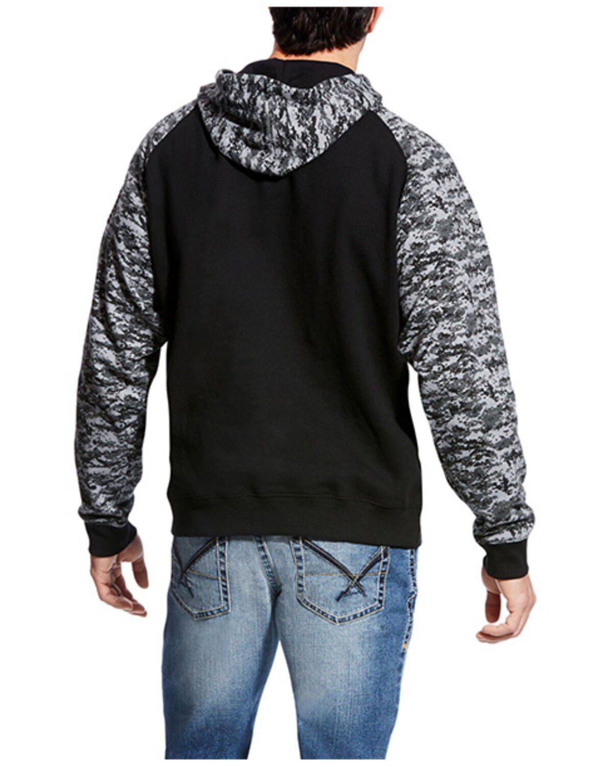 Image #2 - Ariat Men's Patriot Camo Print Hooded Sweatshirt - Tall, Black, hi-res