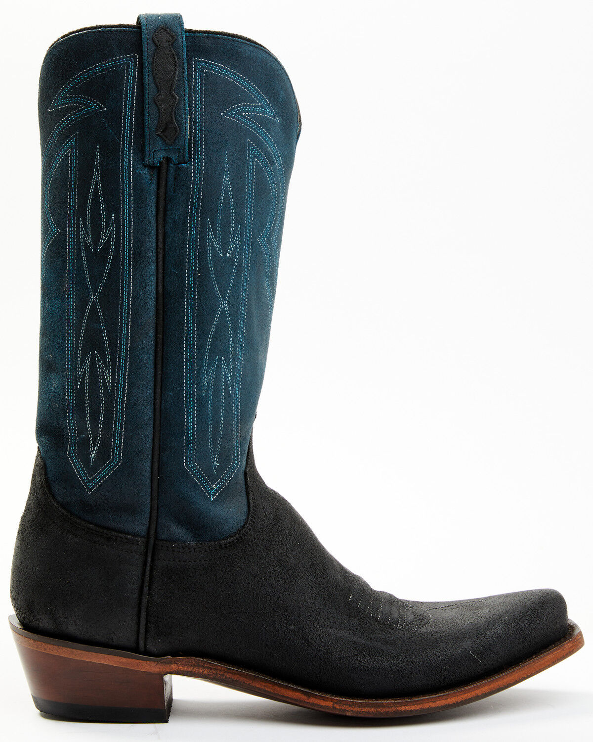 Image #2 - Lucchese Men's Two-Tone Roughout Western Boots - Square Toe, Black, hi-res