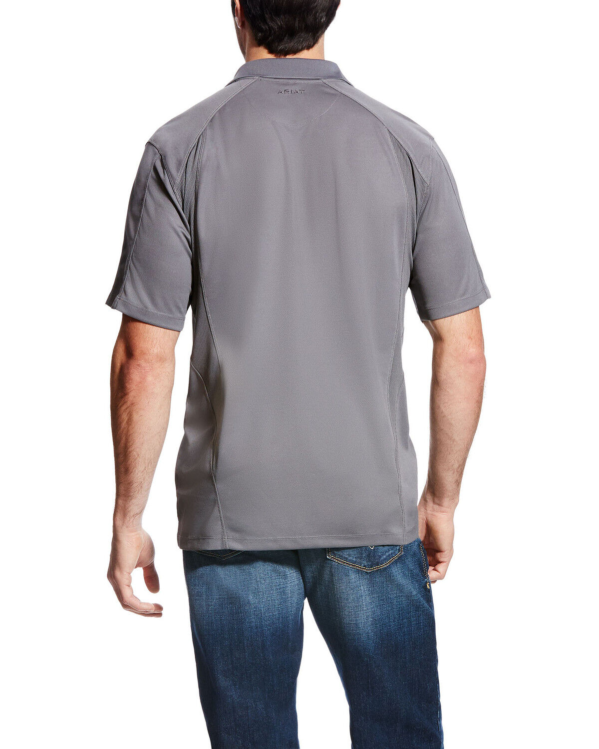 Image #2 - Ariat Men's Grey AC Pique Short Sleeve Polo Shirt, Grey, hi-res