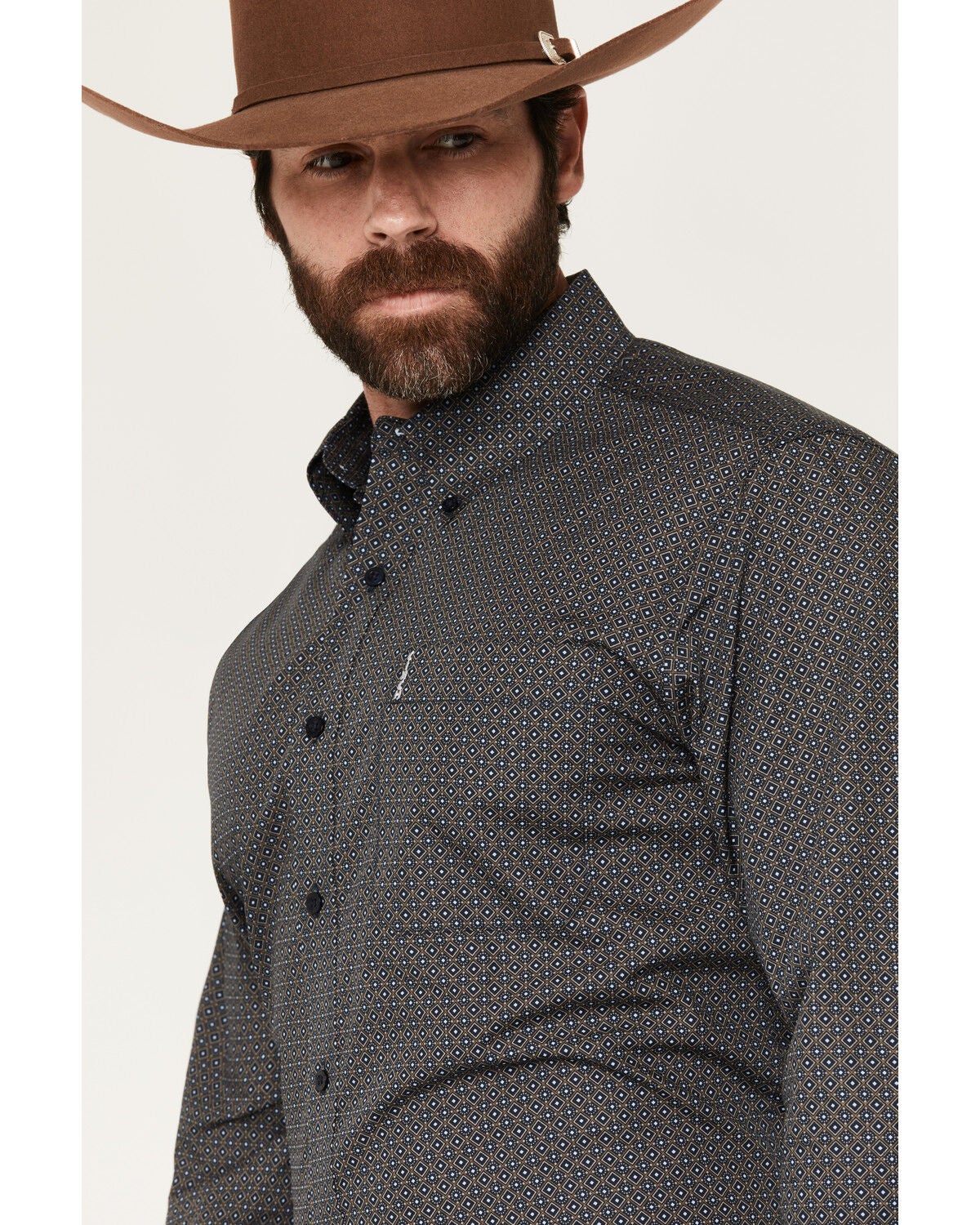 Image #2 - Cinch Men's Geo Print Long Sleeve Button-Down Stretch Western Shirt, Navy, hi-res