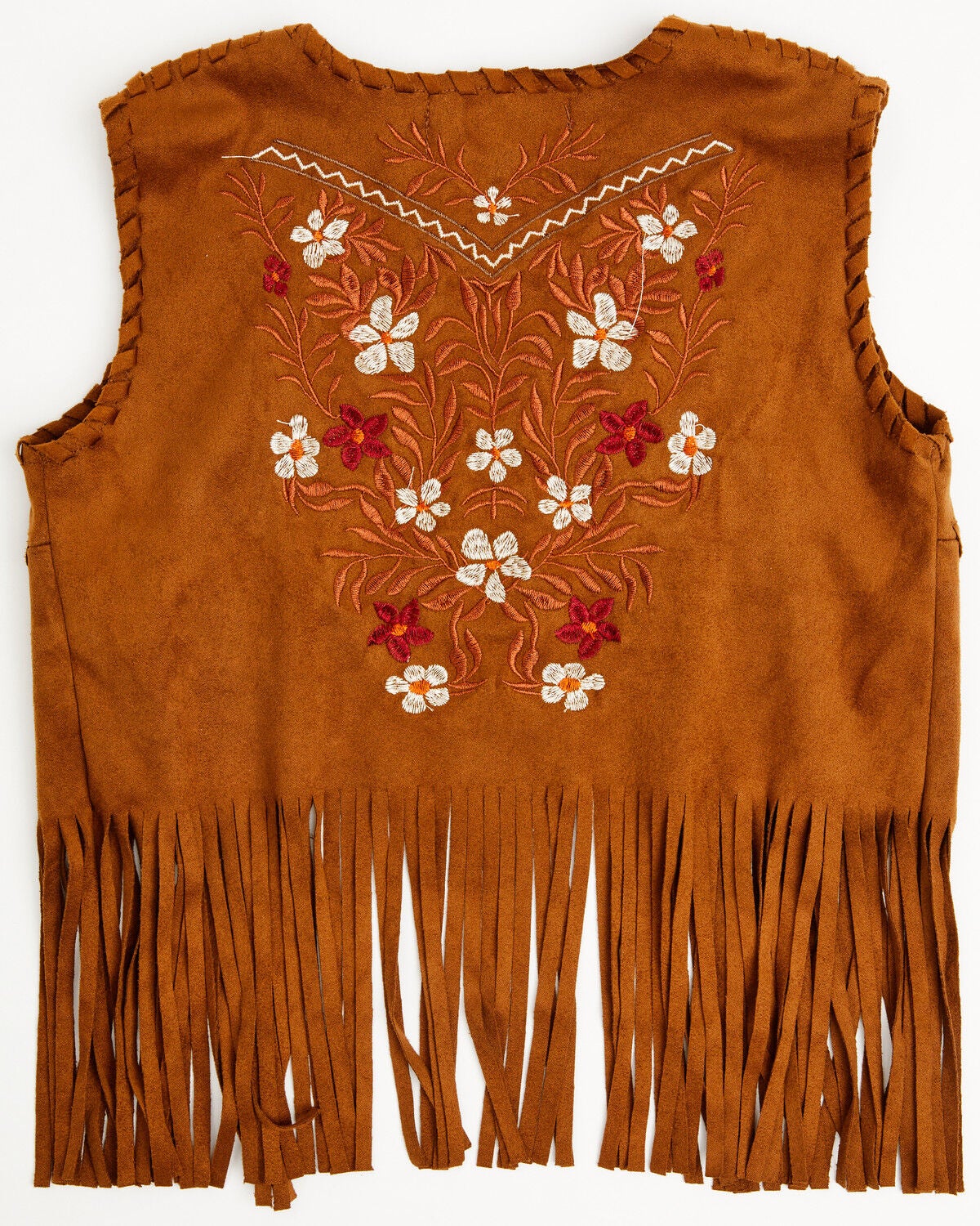 Image #3 - Fornia Toddler Girls' Floral Embroidered Faux Suede Vest, Camel, hi-res