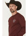 Image #2 - Cowboy Hardware Men's Cowboy Nation Long Sleeve Snap Graphic T-Shirt, Burgundy, hi-res