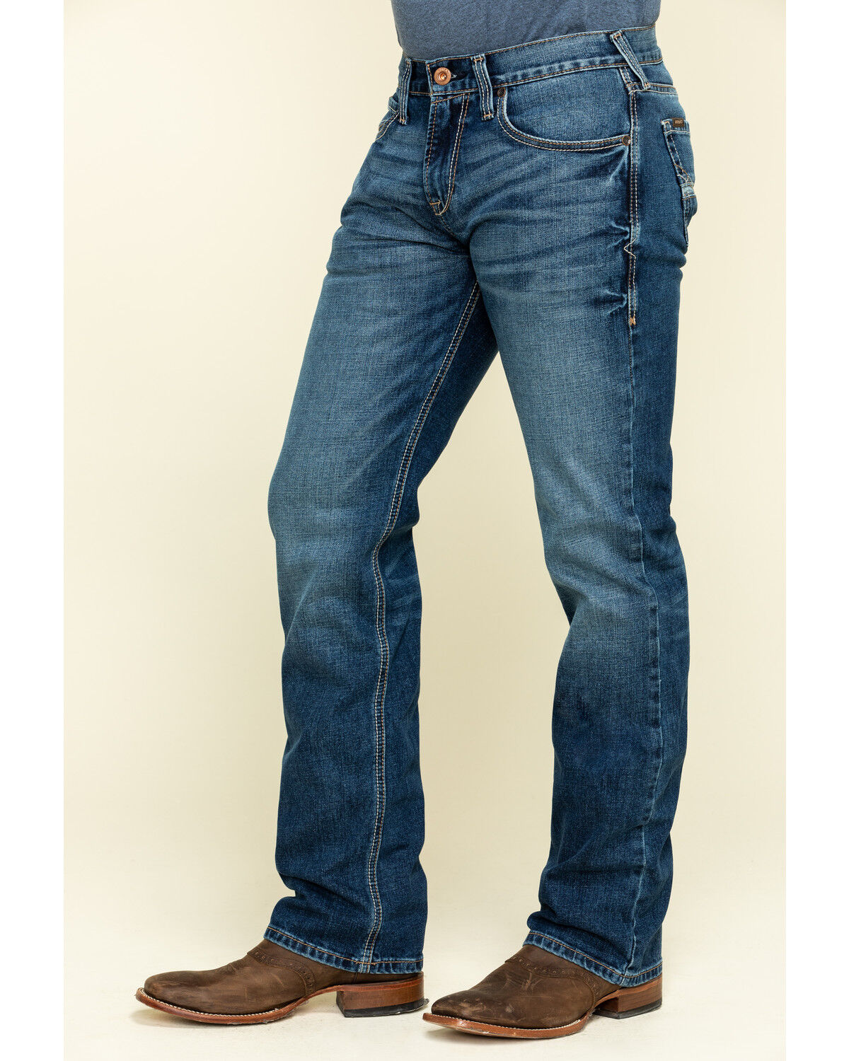Image #3 - Ariat Men's M7 Rocker Summit Dark Wash Stackable Slim Straight Stretch Denim Jeans, Indigo, hi-res