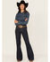 Image #1 - Rock & Roll Denim Women's Dark Wash Mid Rise Trouser Stretch Denim Jeans, Dark Wash, hi-res