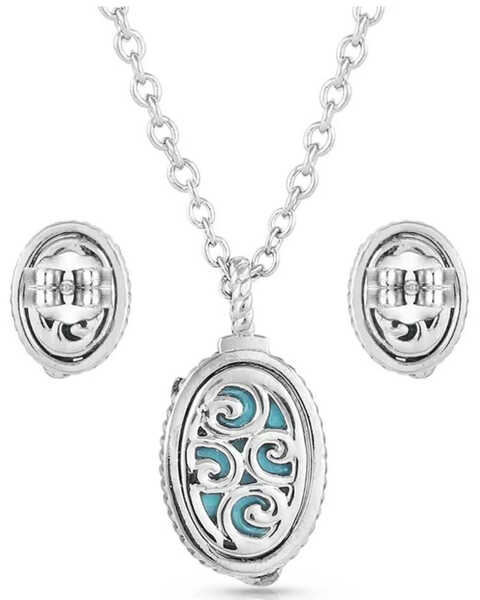 Image #2 - Montana Silversmiths Women's World's Feather Turquoise Jewelry Set, Silver, hi-res