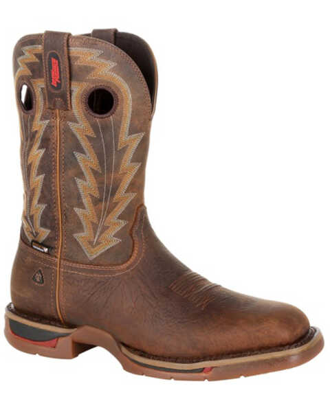 Rocky Men's Long Range Waterproof Western Boots - Square Toe, Distressed Brown, hi-res