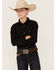 Image #1 - Gibson Trading Co Boys' Solid Long Sleeve Pearl Snap Western Shirt, Black, hi-res