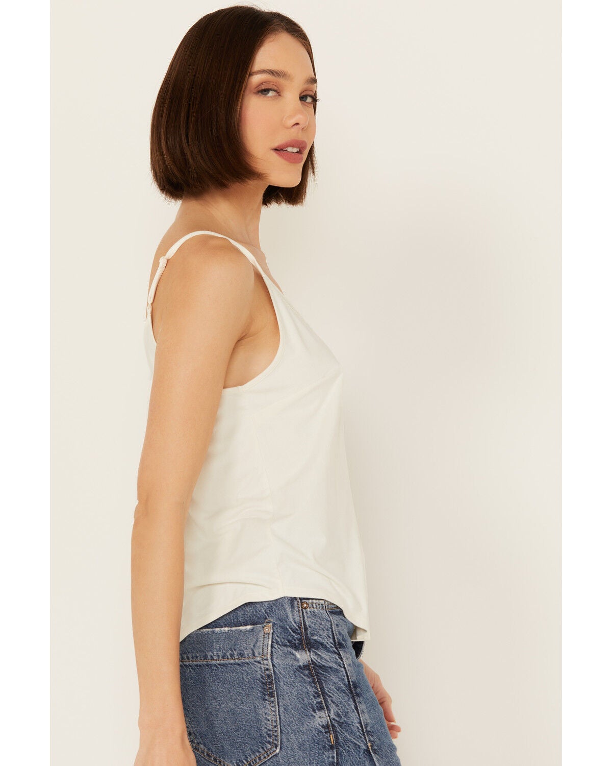 Image #2 - Shyanne Women's Crochet Trim Faux Suede Cami, Ivory, hi-res