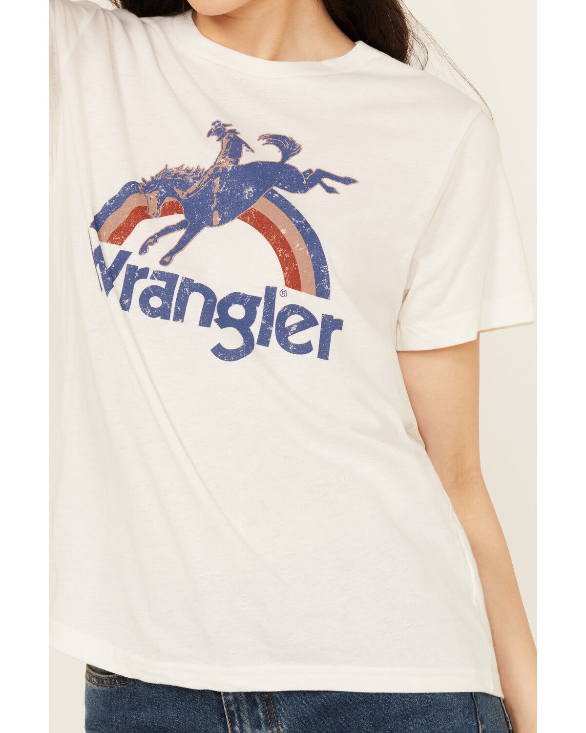 Image #3 - Wrangler Women's Rainbow Bronco Short Sleeve Graphic Tee, White, hi-res
