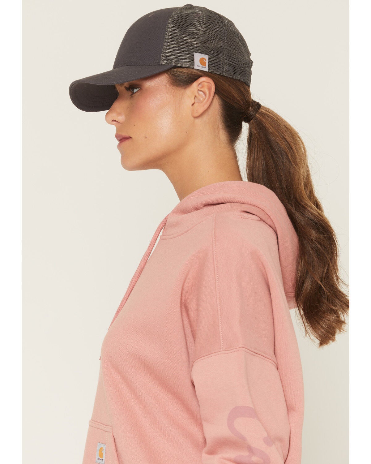 Image #3 - Carhartt Women's Oversized Midweight Graphic Work Hoodie, Rose, hi-res