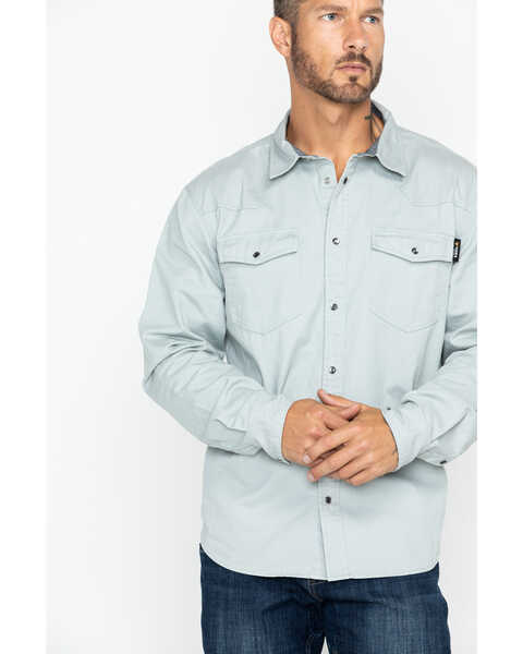 Image #1 - Hawx Men's Gray Twill Snap Western Work Shirt - Big , Light Grey, hi-res