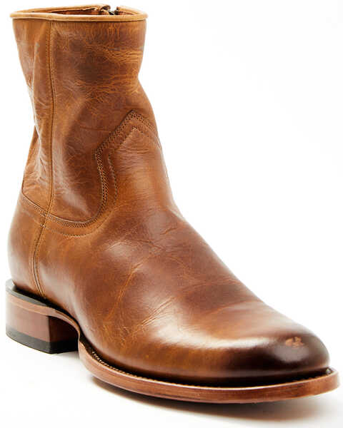 Moonshine Spirit Men's Pancho 8" Zipper Western Boot - Medium Toe, Brown, hi-res
