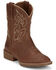 Image #1 - Justin Boys' Canter Western Boots - Broad Square Toe, Brown, hi-res