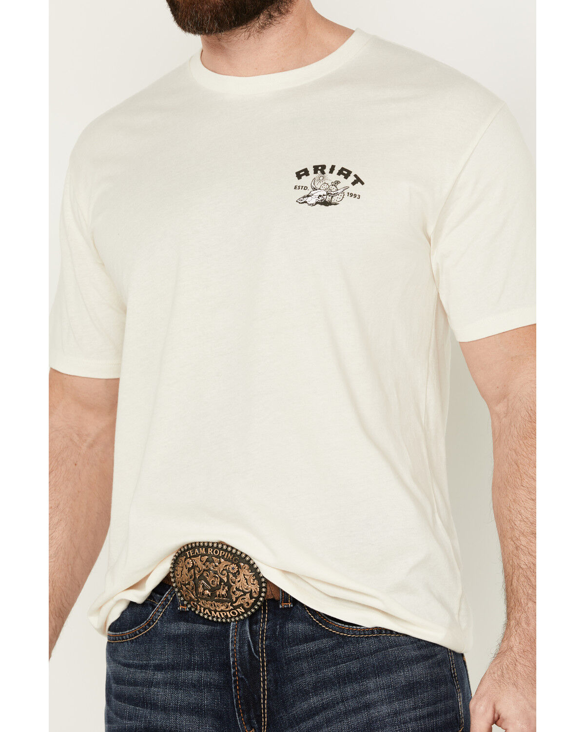 Image #3 - Ariat Men's Boot Barn Exclusive Southwest Cactus Short Sleeve Graphic T-Shirt, Natural, hi-res