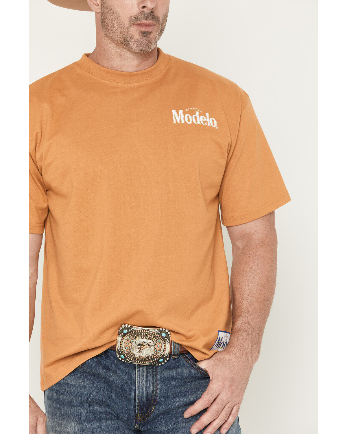 Image #4 - Modelo Men's Cowboy Desert Short Sleeve Graphic T-Shirt, Wheat, hi-res