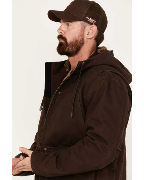 Hawx Men's Weathered Sherpa Lined Hooded Work Jacket, Brown, hi-res