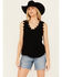 Image #1 - Eyeshadow Women's Lace Trim Cami, Black, hi-res